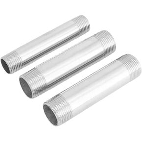 Long 60/80/100/150/200/300mm Barrel Nipple 3/8" BSPT Euqal Male 201 304 Stainless Fitting Pipe Connector(SS304 Stainless,150MM_3/8") in Saudi Arabia