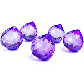 Hanging Crystals Prisms 5PC 30MM Purple Chandelier Ball Crystal Prism Glass Crystal Ball Chandelier Parts Lighting Accessories for Lighting Pendants, Curtain Parts Hangings Crystals for Decoration in Kuwait