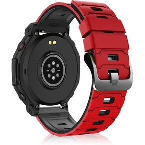 حزام سيليكون لـ Amazfit Balance Ultra/Balance 3 2 1، مشبك دبوس بلونين، 22 مم حزام بديل من السيليكون الرياضي لـ Amazfit Bip 6/Bip 5/Cheetah 2 Ultra/Active Max - أحمر وأسود in Kuwait