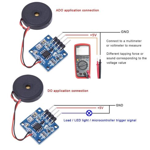 generic Arduoelectric Vibration Sensor 2 x 2 x Piezo Vibration Touch Sensor Module 5.0 V DC AD/DO in Kuwait