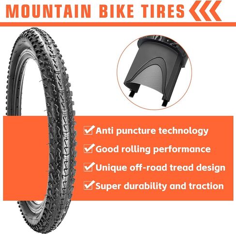 1 or 2 Pack 20 x 2.35 Bike Tire 20 inch Bike Tire Folding Replacement Bicycle Tire for MTB Mountain Bike BMX Bicycle and Commuter Bike in Saudi Arabia