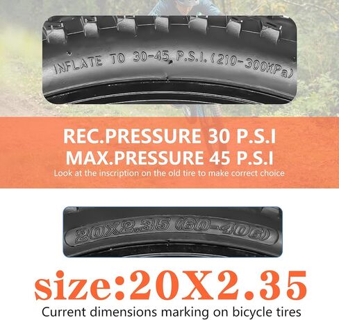 1 or 2 Pack 20 x 2.35 Bike Tire 20 inch Bike Tire Folding Replacement Bicycle Tire for MTB Mountain Bike BMX Bicycle and Commuter Bike in Saudi Arabia