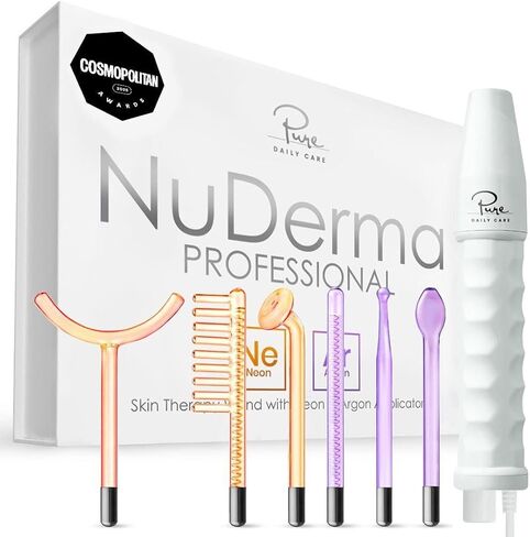 NuDerma Professional Skin Therapy Wand - Portable Skin Therapy Machine with 6 Neon & Argon Wands – Boost Your Skin – Clear Firm & Tighten in Kuwait
