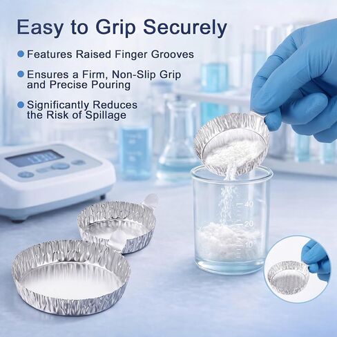 250 Pcs Aluminum Foil Weigh Boats Multi-Size (50L, 100M, 100S), Disposable Sample Pans with Handle for Lab Moisture Analyzers, Analytical Balance, Epoxy Resin, Powder & Liquid Weighing in Kuwait