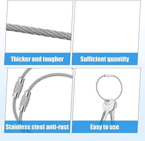 Shimeyao 120/600 قطعة سلك سلسلة المفاتيح كابل 6 بوصة سلك معدني كابل حلقة رئيسية حلقة من الفولاذ المقاوم للصدأ علامة الأمتعة للمشي في الهواء الطلق in Kuwait