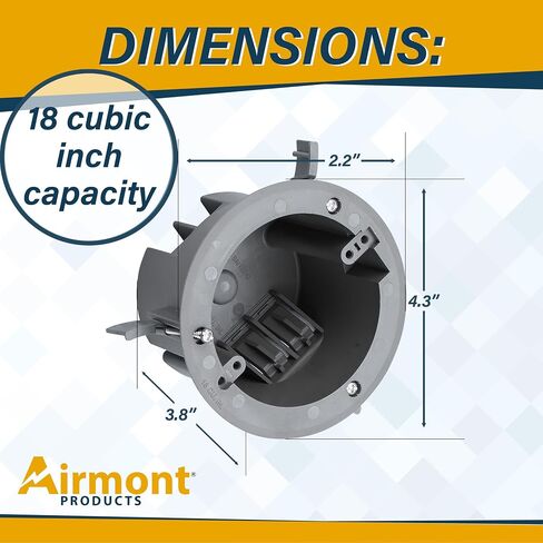 (Pack of 1) 4'' Old Work Round Electrical Box, One-Gang Grey PVC Junction Box, 18 Inch Capacity, Round Ceiling Remodel Box with Built-in Mounting Tabs, Three Mounting Wings, 2-Hour Fire Rated Walls in Saudi Arabia