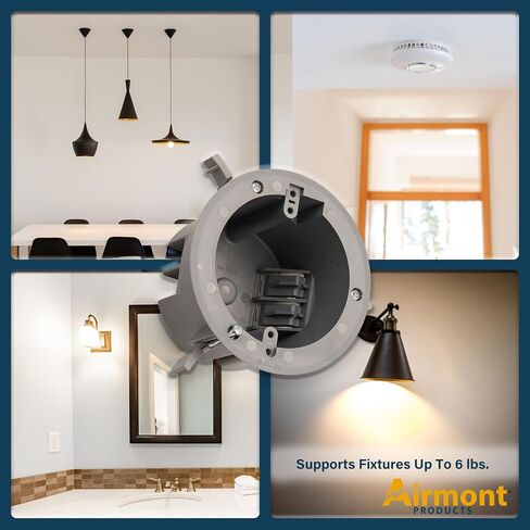 (Pack of 1) 4'' Old Work Round Electrical Box, One-Gang Grey PVC Junction Box, 18 Inch Capacity, Round Ceiling Remodel Box with Built-in Mounting Tabs, Three Mounting Wings, 2-Hour Fire Rated Walls in Saudi Arabia