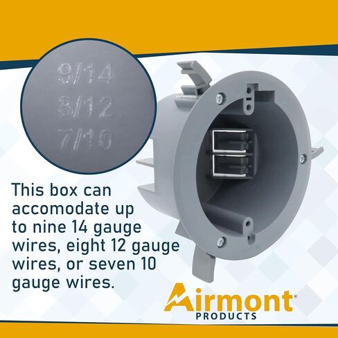 (Pack of 1) 4'' Old Work Round Electrical Box, One-Gang Grey PVC Junction Box, 18 Inch Capacity, Round Ceiling Remodel Box with Built-in Mounting Tabs, Three Mounting Wings, 2-Hour Fire Rated Walls in Saudi Arabia