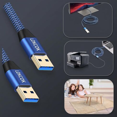 كابل USB إلى USB بطول 20 قدمًا، USB 3.0 مضفر متين ذكر إلى ذكر من النوع A لكتابة كابل نقل البيانات، متوافق مع القرص الصلب، والكمبيوتر المحمول، ومشغل DVD، والتلفزيون، ومحور USB، والشاشة، والكاميرا، وصندوق فك التشفير in Kuwait