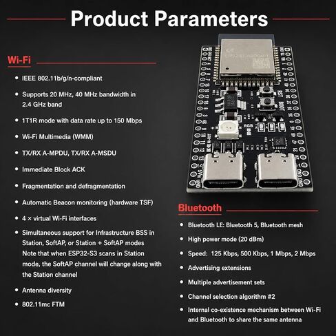 6 Packs ESP32-S3 Development Board N16R8 Microcontroller for IoT Smart Home Prototype Monitoring in Kuwait