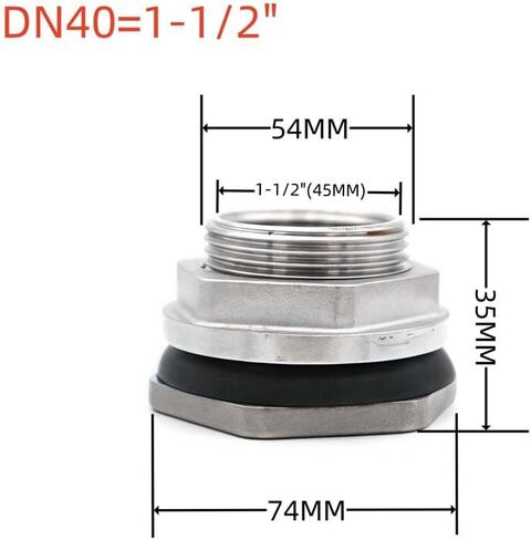 1-1/2" BSP Internal Thread 304 Stainless Steel External Bulkhead Joint Water Tank Joint Connector in Kuwait