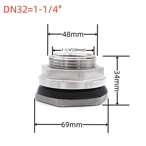 1-1/4" BSP Internal Thread 304 Stainless Steel External Bulkhead Joint Water Tank Joint Connector Fittings in Kuwait