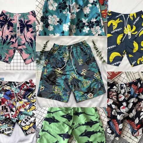 Men's Beach Shorts Quick-Drying Breathable Loose Floral Print Five-Point Summer Swim Trunks for Seaside Pool Holiday Travel in Kuwait