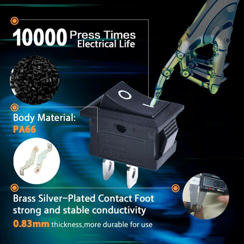 مفتاح هزاز للقارب من OURUI ON Off 2 Pin 2 Position SPST AC 250V 6A 125V 10A | 5 قطعة تبديل المفاجئة التبديل للأجهزة المنزلية السيارات قارب in Kuwait