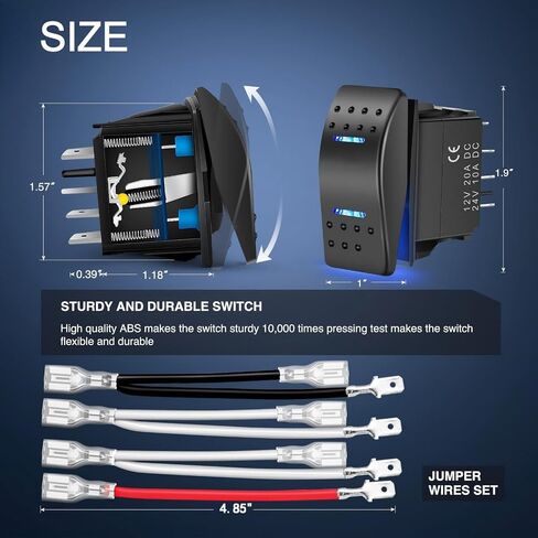 DPDT 7Pin Rocker Switch ON/Off/ON، 12V 24V أسلاك التوصيل السلكية مسبقًا، شديدة التحمل لمضخة الونش، السيارات والشاحنات RV والقوارب البحرية SUV ATV UTV - لوحة التركيب in Kuwait