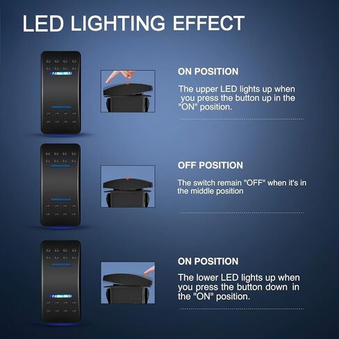 DPDT 7Pin Rocker Switch ON/Off/ON، 12V 24V أسلاك التوصيل السلكية مسبقًا، شديدة التحمل لمضخة الونش، السيارات والشاحنات RV والقوارب البحرية SUV ATV UTV - لوحة التركيب in Kuwait