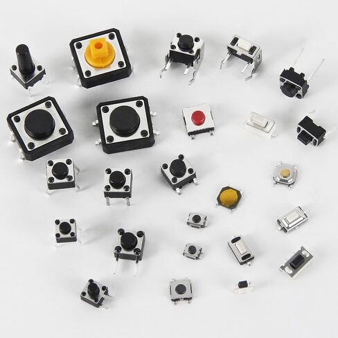 UMLIFE 125 قطعة 25 قيمة مفتاح لمس لحظي صغير، SMD & DIP مفتاح ضغط باللمس باللمس، 2/3/4 دبوس مصغر صغير، مجموعة متنوعة من مفاتيح اللباقة الصغيرة in Kuwait