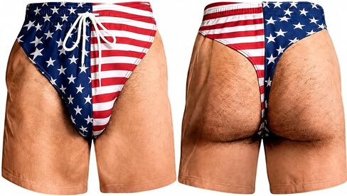 Men's Patriotic Swim Trunks - American Flag Freedom & Chill Quick Dry Beach Shorts with Mesh Lining - Funny Summer Vacation Gifts for Him - Above Knee Swimwear in Kuwait