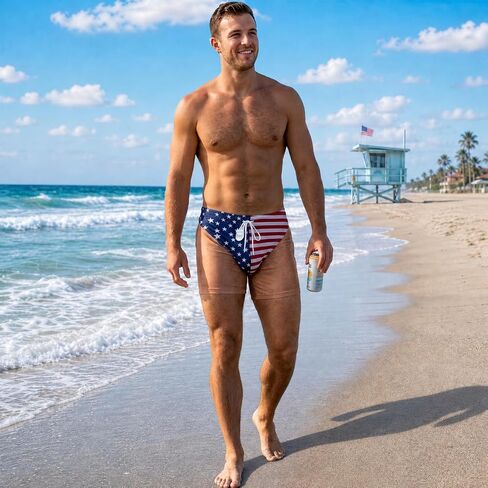 Men's Patriotic Swim Trunks - American Flag Freedom & Chill Quick Dry Beach Shorts with Mesh Lining - Funny Summer Vacation Gifts for Him - Above Knee Swimwear in Kuwait