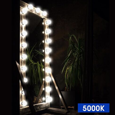 مصابيح إضاءة فانيتي غلوب G25 LED لمنطقة المعيشة في مرآة الحمام الداخلية، ضوء نهار 5000 كلفن، 600 لومن، 6 وات، قاعدة E26، لمبة زخرفية محيطة كلاسيكية بلوري مستديرة، مدرجة في قائمة ETL، 8 عبوات in Kuwait