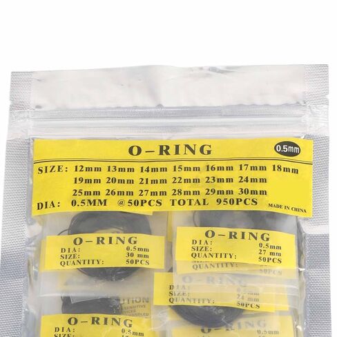 950 قطعة O Ring 15 مقاسًا من الحلقات المطاطية 0.5 مم خرطوم أسود مجموعة حلقات O لغسالة الضغط لإصلاح سباكة الهواء والغاز (0.5 مم) in Kuwait