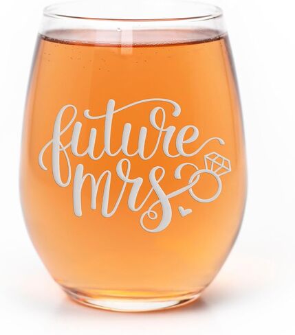 كأس نبيذ Future Mrs Stemless - زفاف، خطوبة، هدية للعروس - كوب واحد in Kuwait