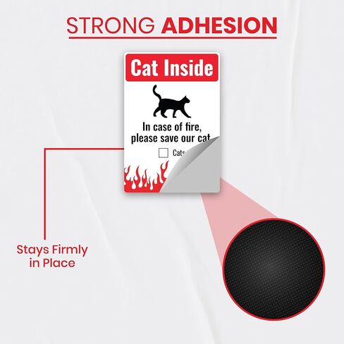 Cat Inside Sticker 5 Pack Durable, Waterproof- in Case of Fire Please Save Our Cat" Pet Rescue Label Set, 2 x Large (3.75 x 5.5) Inch & 3 x (2.75 x 4) Inch | Self-Adhesive, UV-Resistant, Water-Proof in Kuwait