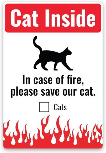 Cat Inside Sticker 5 Pack Durable, Waterproof- in Case of Fire Please Save Our Cat" Pet Rescue Label Set, 2 x Large (3.75 x 5.5) Inch & 3 x (2.75 x 4) Inch | Self-Adhesive, UV-Resistant, Water-Proof in Kuwait