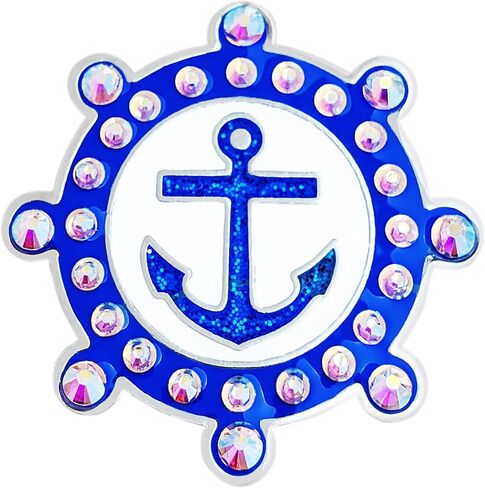 علامة كرة الجولف NAVIKA Anchor - كريستالات نمساوية - موضوع المحيط البحري الأزرق - مشبك قبعة هدية للاعبي الغولف in Kuwait