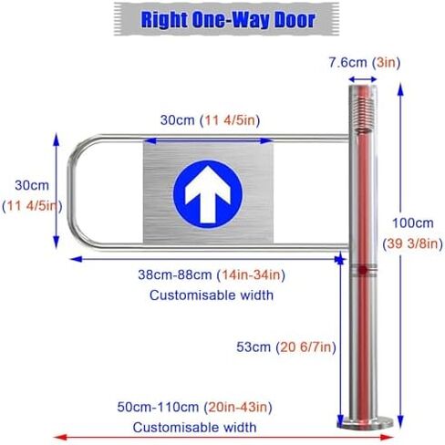 Spring-Loaded Stainless Steel Safety Swing Gate for Restaurants, Supermarkets & Malls - One-Way Access Door (Left-WxH: 60x100 cm) - Durable & Secure Entry Solution in Kuwait