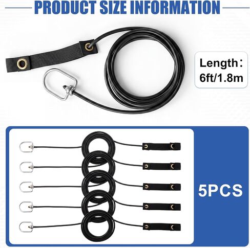 SATINIOR 5 Pack 6ft Black Rubber Tie Cords Nylon Hitches Chicken Leash Tie Cord Tether Chickens Supplies Accessories for Farm, Poultry, Backyard in Kuwait