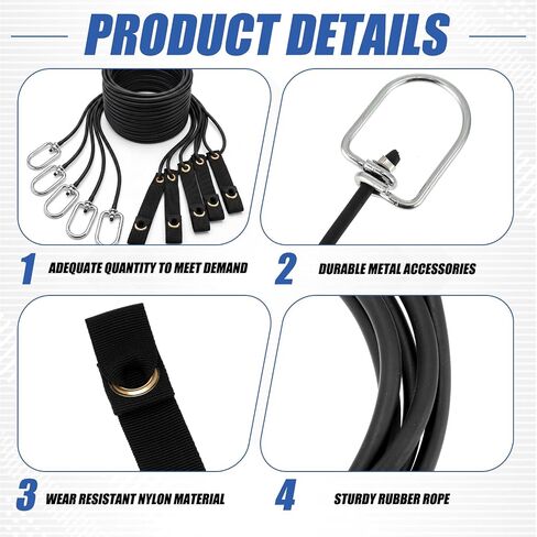 SATINIOR 5 Pack 6ft Black Rubber Tie Cords Nylon Hitches Chicken Leash Tie Cord Tether Chickens Supplies Accessories for Farm, Poultry, Backyard in Kuwait
