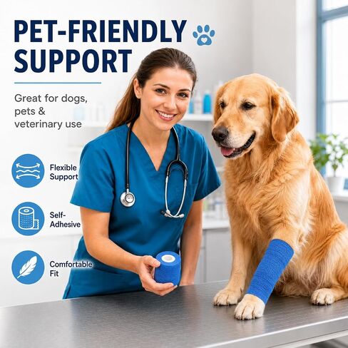 Primacare WB-7709 غلاف ضمادة ذاتية اللصق، 48 حزمة، 2 × 5 ياردات، شريط لف رياضي متماسك متعدد الألوان للمعصم والكاحل والرياضة والإسعافات الأولية والطبيب البيطري والعناية بالحيوانات الأليفة in Kuwait