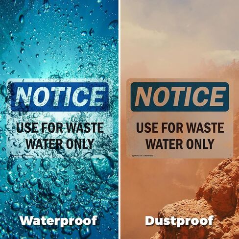 (عبوتان) تستخدم لمياه الصرف الصحي فقط لافتة إشعار OSHA مقاس 12.7 سم × 3.5 سم ملصق من الفينيل مقاوم للطقس، ومحمي من الأشعة فوق البنفسجية لمكان العمل والأعمال التجارية وموقع البناء، صنع في الولايات المتحدة الأمريكية in Kuwait