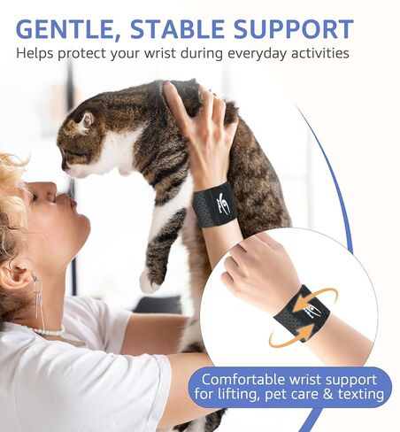 HiRui Wrist Compression Wraps 2-Pack, Wrist Brace Wrist Support for Sports, Mouse Hand, Mother's Hand, Carpal Tunnel Arthritis, Tendonitis - Premium Elastic & Breathable Mesh Fabric, One Size (Black) in Kuwait