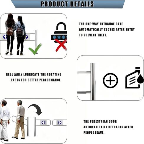 Rotating Security Turnstile for Market Automatic Closing One-Way Door Metal Swing Entrance Gate for Store 100cm (39.4in) Transfer Access Control System in Kuwait