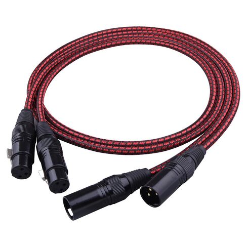 كابل XLR 3.2FT 2 حزمة كابلات ميكروفون XLR ذكر إلى أنثى سلك ميكروفون متوازن 3 دبوس ميكروفون ذهبي اتصالات أحمر in Kuwait