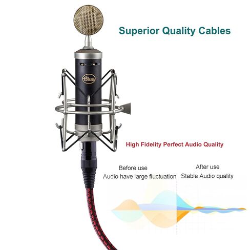 كابل XLR 3.2FT 2 حزمة كابلات ميكروفون XLR ذكر إلى أنثى سلك ميكروفون متوازن 3 دبوس ميكروفون ذهبي اتصالات أحمر in Kuwait