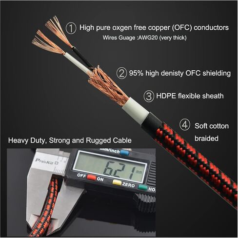 كابل XLR 3.2FT 2 حزمة كابلات ميكروفون XLR ذكر إلى أنثى سلك ميكروفون متوازن 3 دبوس ميكروفون ذهبي اتصالات أحمر in Kuwait