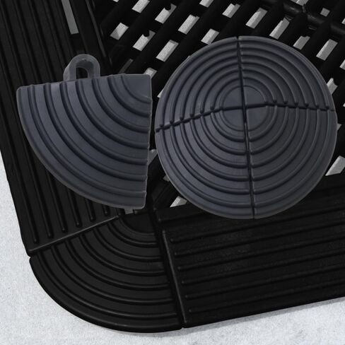 Japard Garage Floor Tiles Looped Edge Black, 15.5" x 2.35", 4 Pack | For Race Deck Garage Floor Tile, Round Corner Interlocking in Kuwait
