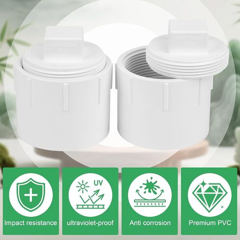 2 حزمة 3 "PVC DWV أنثى محول مع التوصيل الأنابيب المناسب SCH40 3" PVC DWV فلوش أنثى المجاري تنظيف غطاء غطاء للأنابيب، نظام أنابيب الصرف الصحي، RV in Kuwait