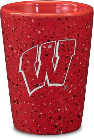 Rico Industries NCAA Wisconsin Badgers Standard 2oz Ceramic Shot Glass for Fans, Laser Engraved In Team Color Single Shot Glass in Kuwait