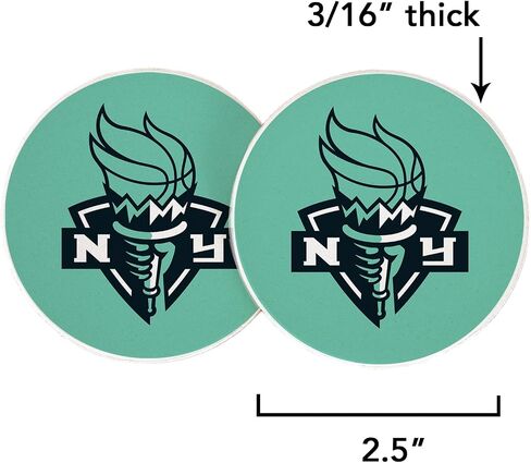 Desert Cactus New York Liberty Car Accessories WNBA Women's Basketball League Absorbent Sandstone Cup Coasters Licensed Product Set of 2 (Design A) in Kuwait