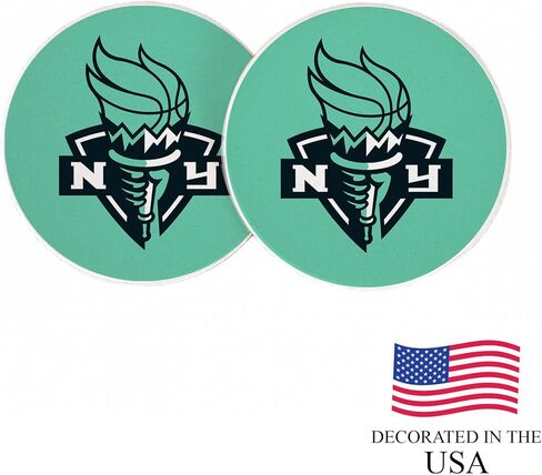 Desert Cactus New York Liberty Car Accessories WNBA Women's Basketball League Absorbent Sandstone Cup Coasters Licensed Product Set of 2 (Design A) in Kuwait