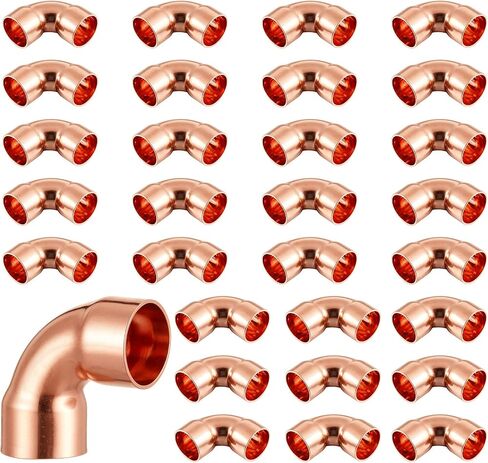 Yaocom 30 حزمة 1/2" C x C نحاس 90 درجة الكوع، تركيبات نحاسية نصف قطرها قصيرة شديدة التحمل خالية من الرصاص للسباكة السكنية والتجارية in Kuwait