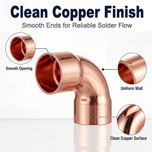 Yaocom 30 حزمة 1/2" C x C نحاس 90 درجة الكوع، تركيبات نحاسية نصف قطرها قصيرة شديدة التحمل خالية من الرصاص للسباكة السكنية والتجارية in Kuwait