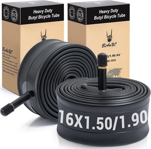 BiAnYC 2Pcs Heavy Duty 16 inchx1.50/1.75/1.90 Bike Tubes,Schrader Valve 32 mm,Suitable for Tire Size 16" x1.50-1.90 Mountain,Cruiser,and City Bikes in Kuwait