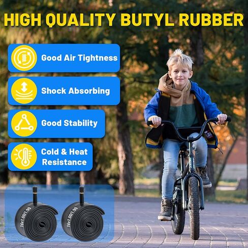 BiAnYC 2Pcs Heavy Duty 16 inchx1.50/1.75/1.90 Bike Tubes,Schrader Valve 32 mm,Suitable for Tire Size 16" x1.50-1.90 Mountain,Cruiser,and City Bikes in Kuwait