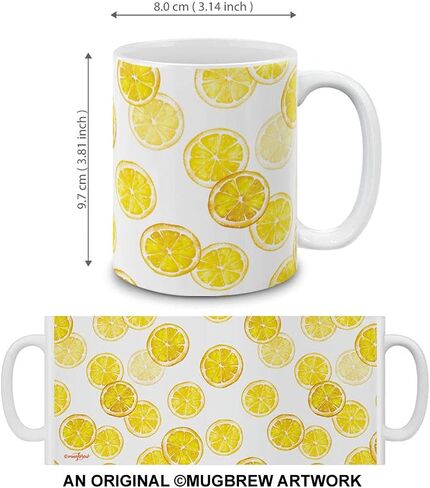 كوب قهوة سعة 11 أونصة من MUGBREW بتصميمات أدوات المطبخ بالفواكه والخضروات، نمط شريحة الليمون in Kuwait