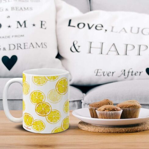 كوب قهوة سعة 11 أونصة من MUGBREW بتصميمات أدوات المطبخ بالفواكه والخضروات، نمط شريحة الليمون in Kuwait